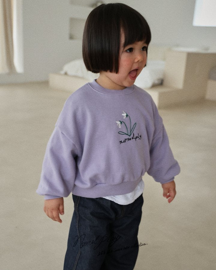 Two-Flower Embroidery Cropped Sweatshirt-normalplay-58