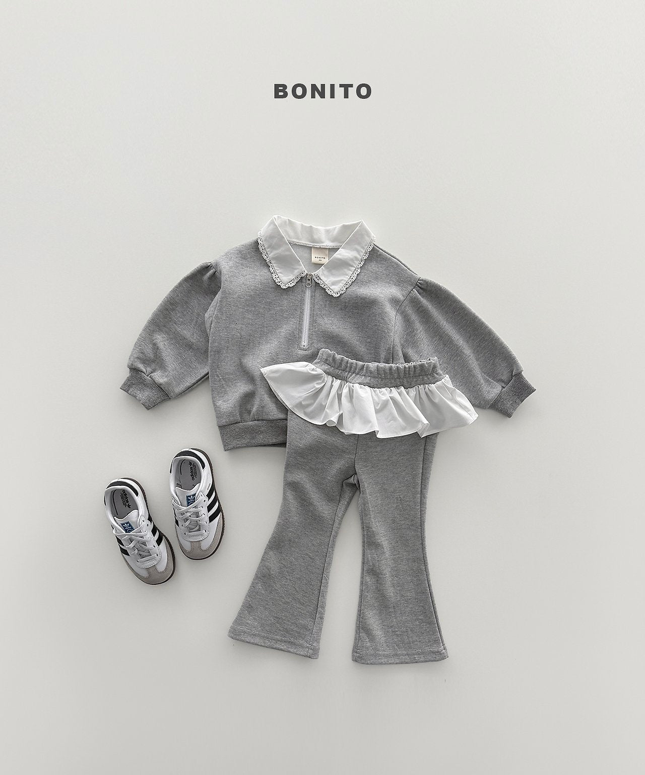 Shirring Collar Zip Set - BONITO - 002