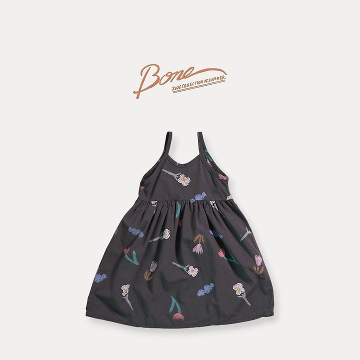Cray Flower Strap Dress / boneoune -64
