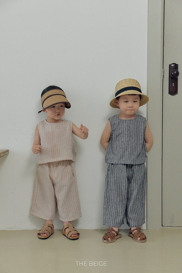 striped summer wide pants / the beige -8