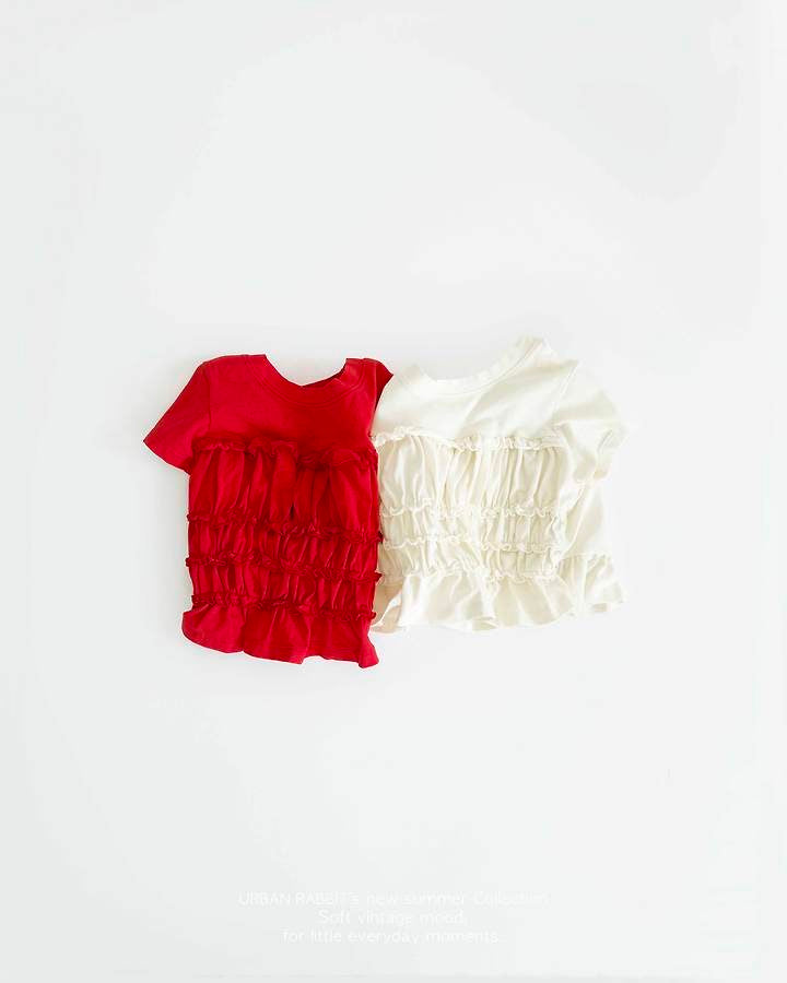 Frill Shirring Short Sleeve Tee-URBAN RABBIT-14