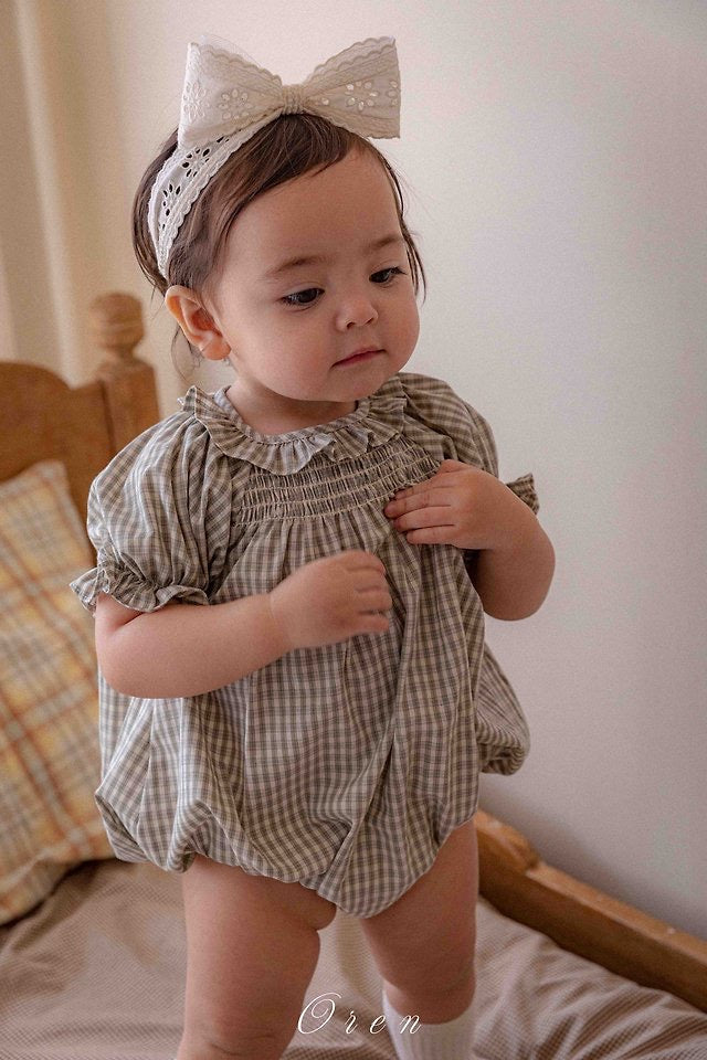French check smocking Suit - OREN / 3-15