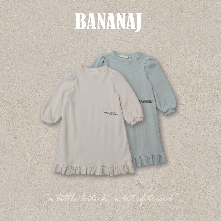 Lettering Waffle Dress-banana.j-010