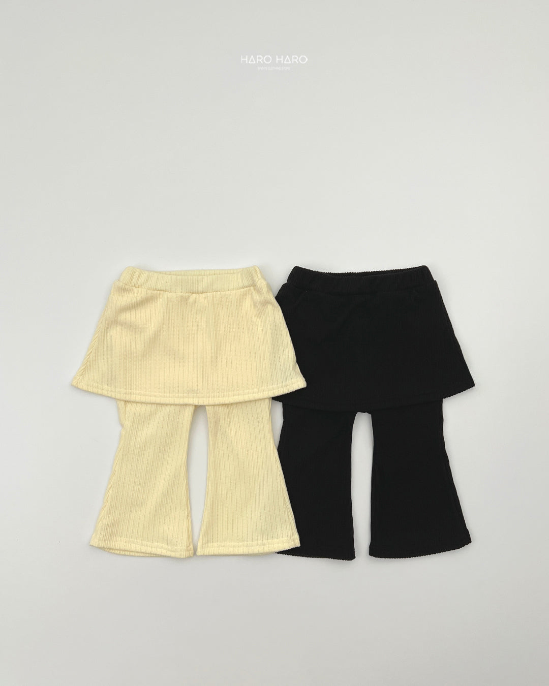 Ribbed Bootcut Skirt Pants-HAROHARO-37
