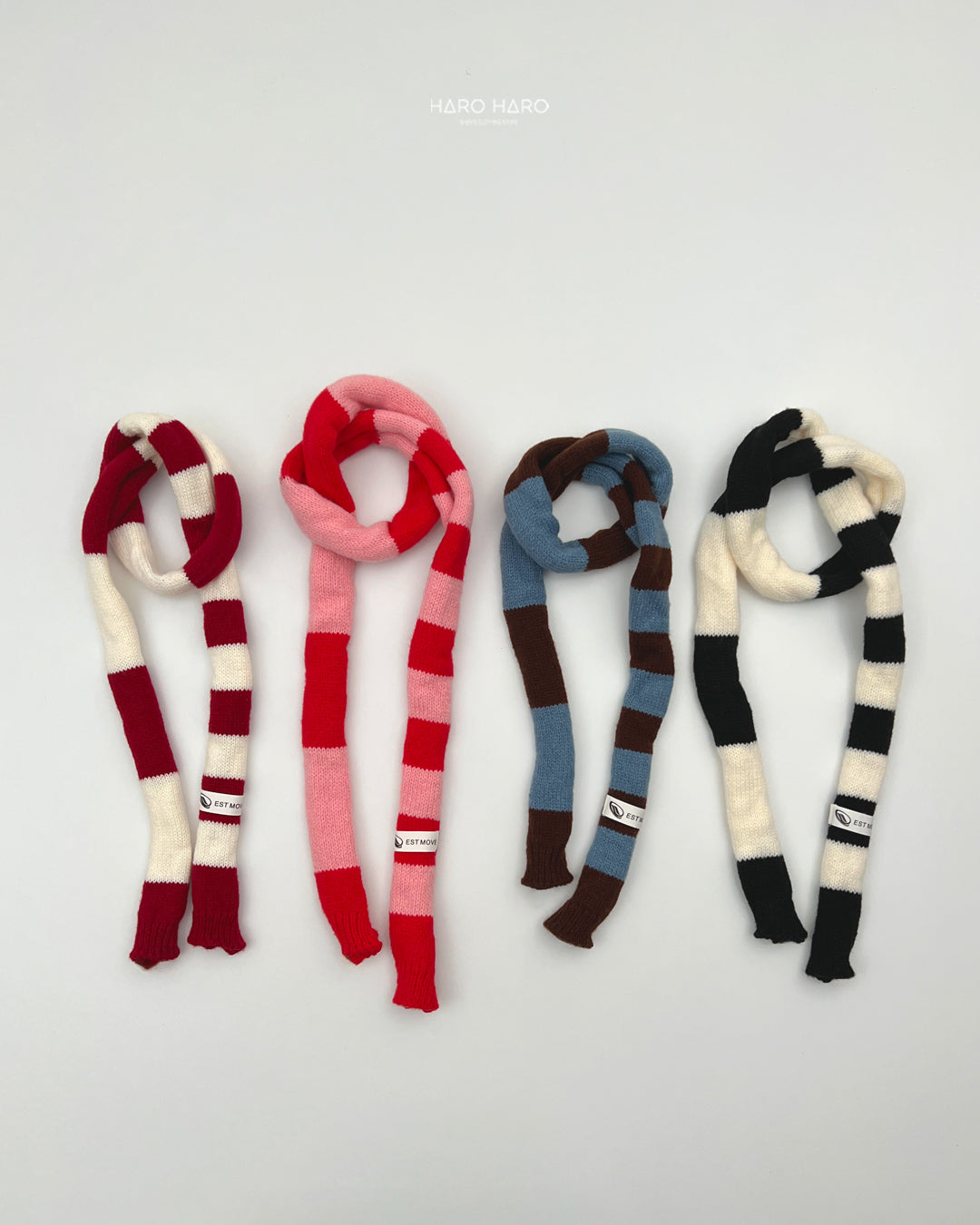 Stripe Knit Muffler-HAROHARO-54