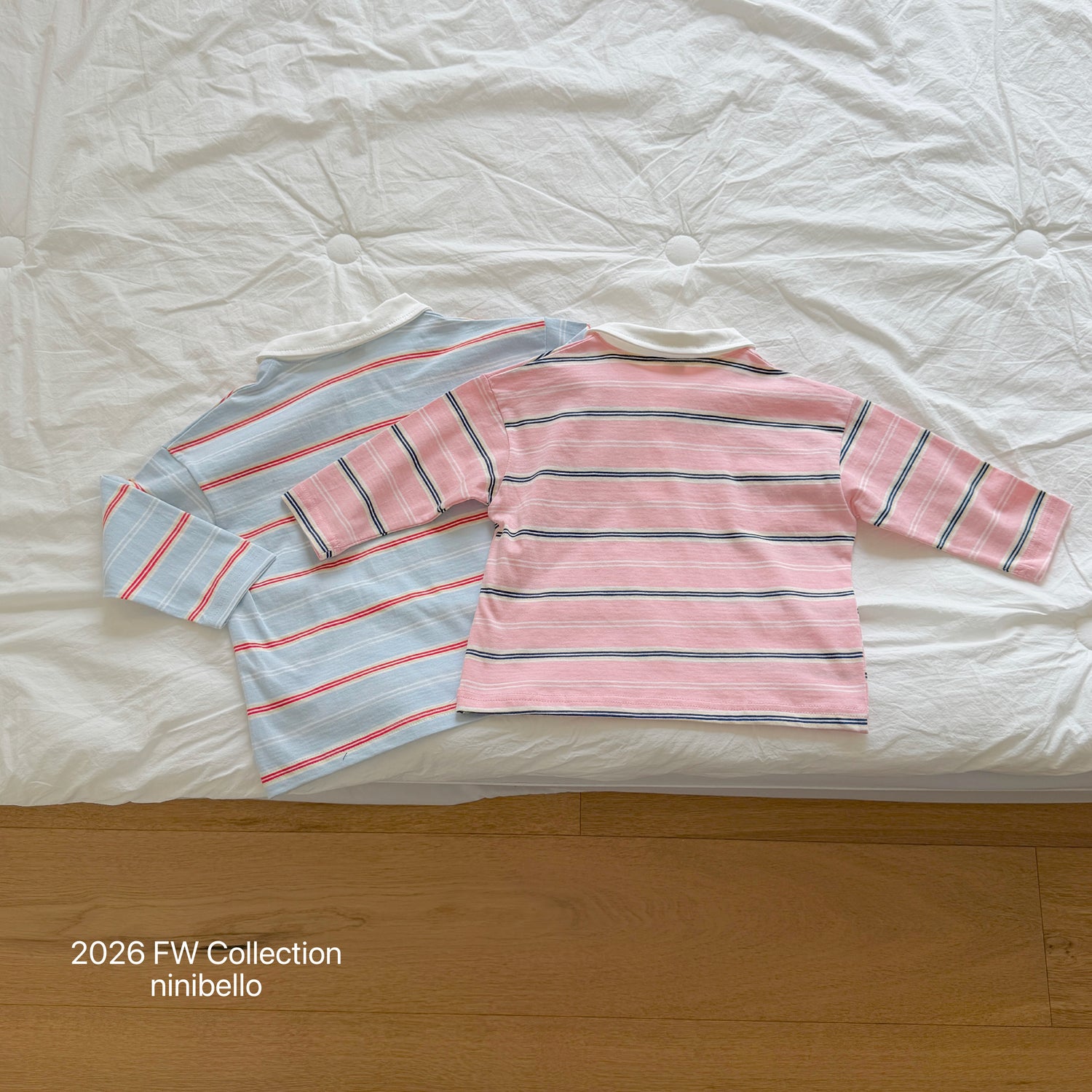 ｜即納｜●Milky Stripe Collar T-shirt-ninibello-a003