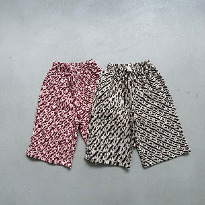 Floral Stripe Half Pants-nightbebe-1