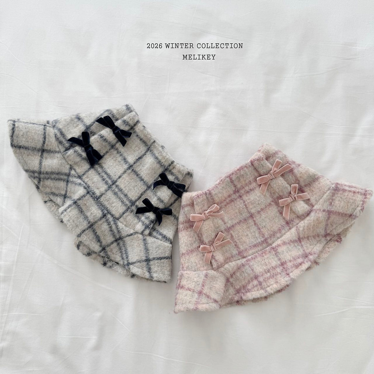 Check Ribbon Frill Skirt-Melikey-40