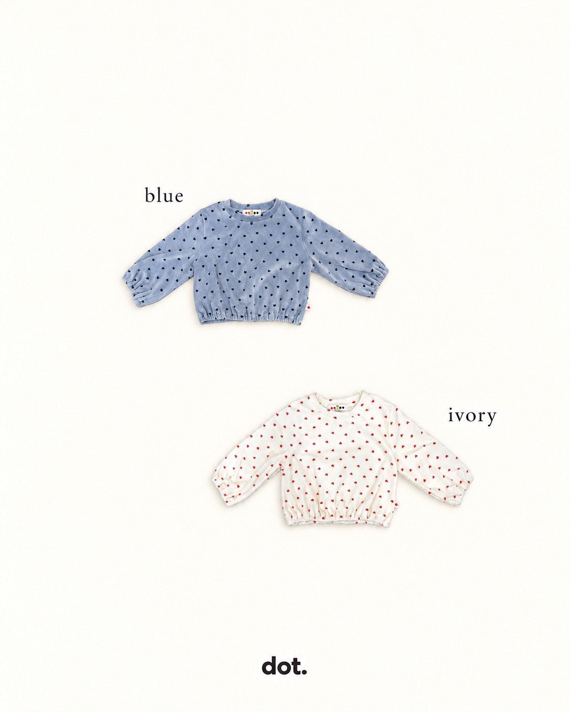 Heart Print Cotton Velvet T-Shirt-dot.-19