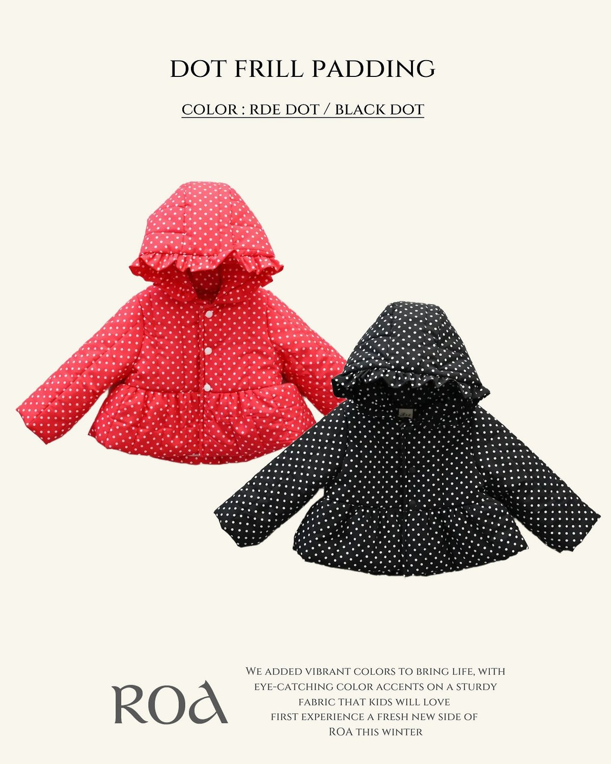 Dot Hooded Padding Coat-Roa-1