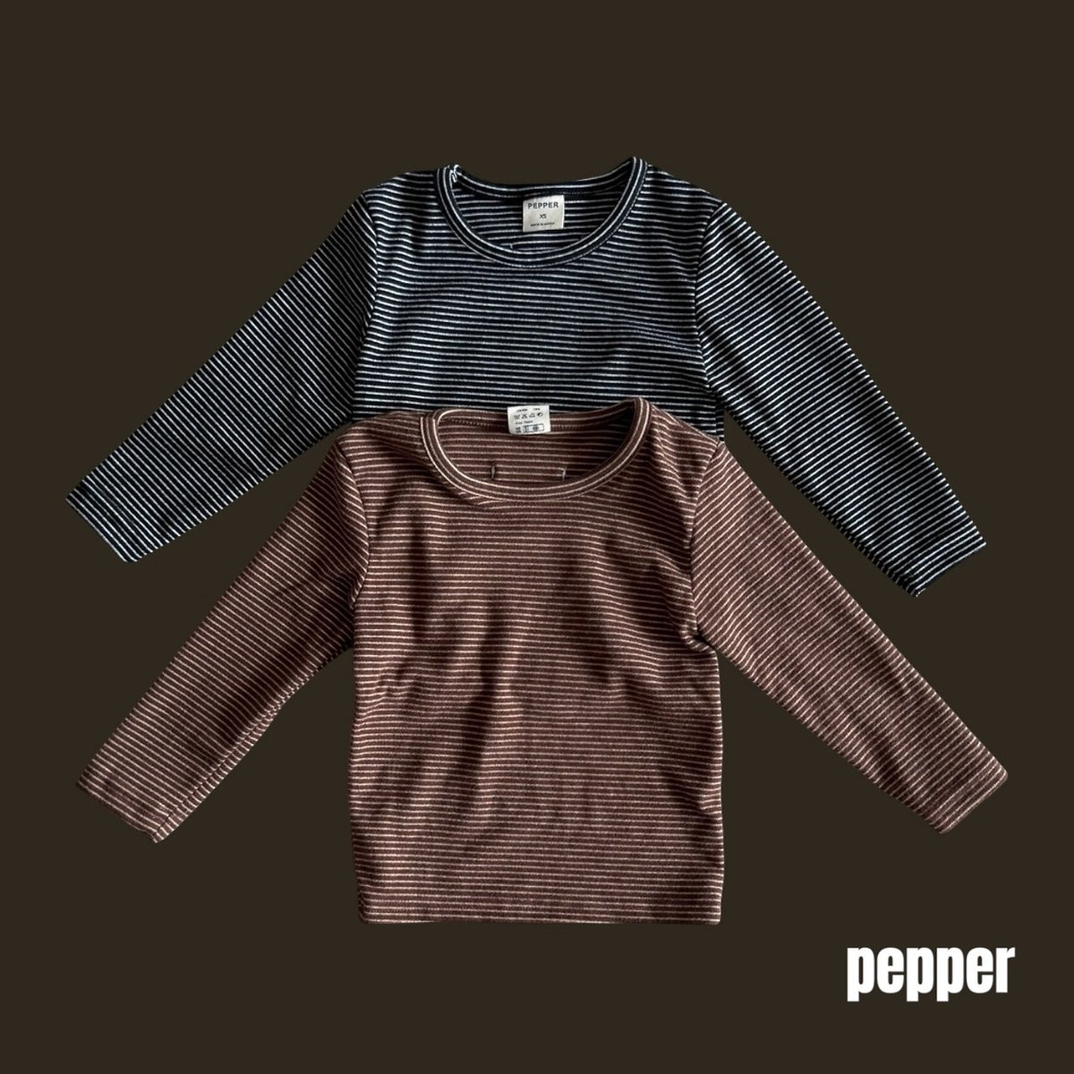 Striped T-Shirt and Mock Neck Turtleneck-PEPPER-14