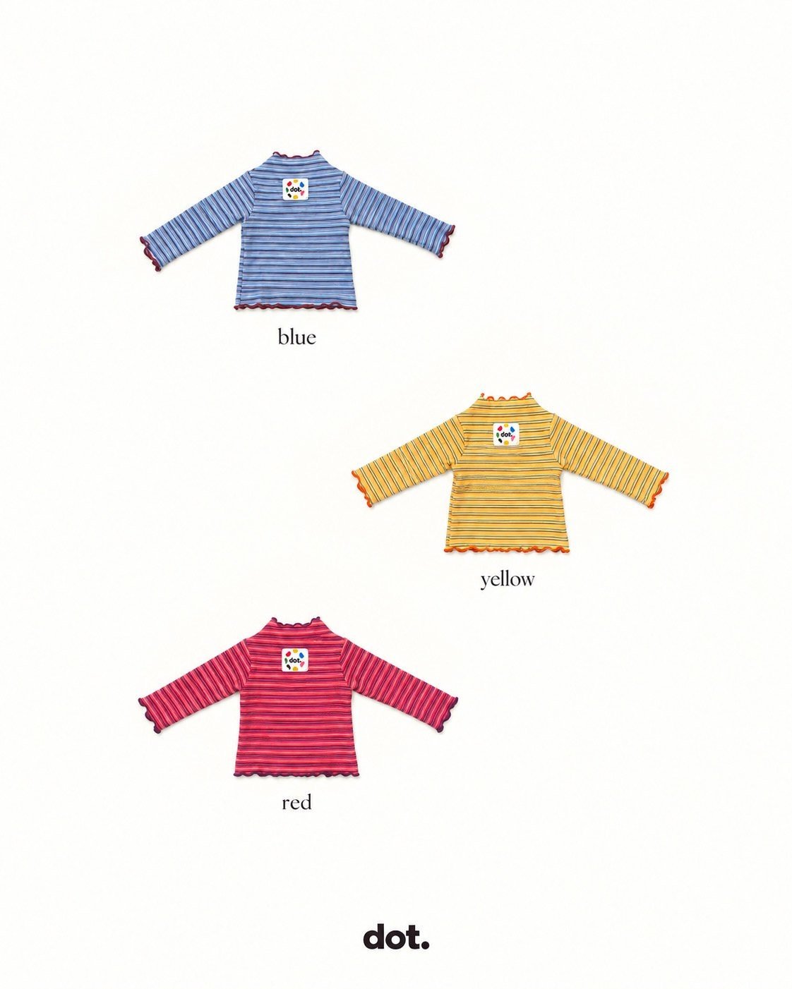 Stripe Color-Block Lettuce-Edge T-Shirt-dot.-26