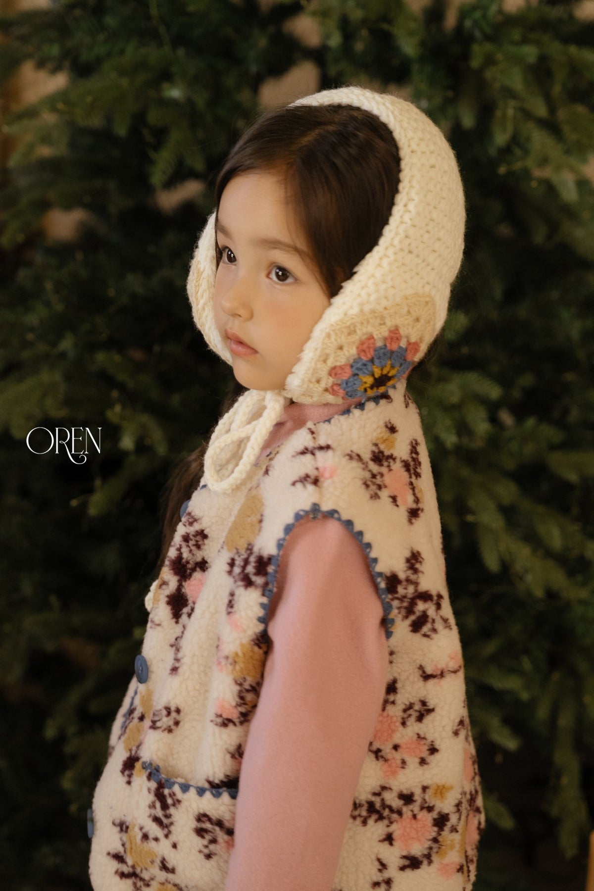 Vintage Flower Hand-Knit Bonnet-OREN-10