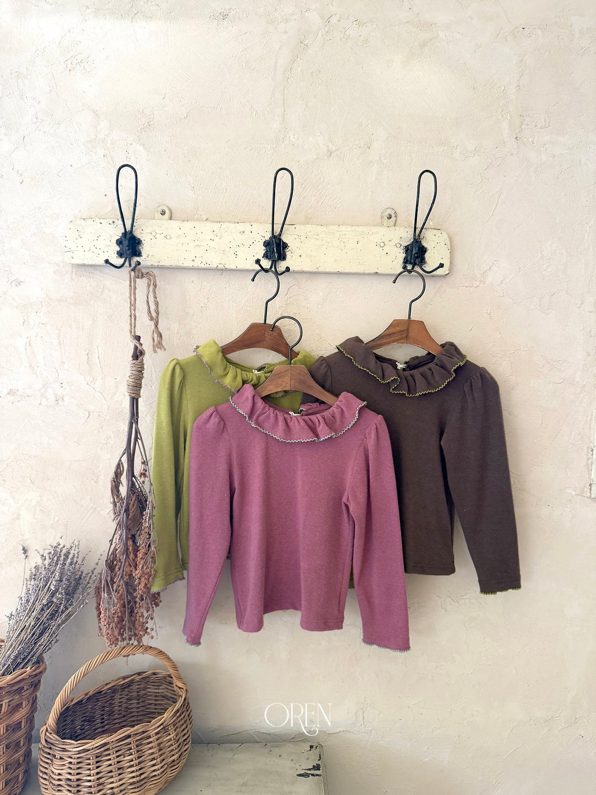 Blooming Frill Picot T-Shirt-OREN-36