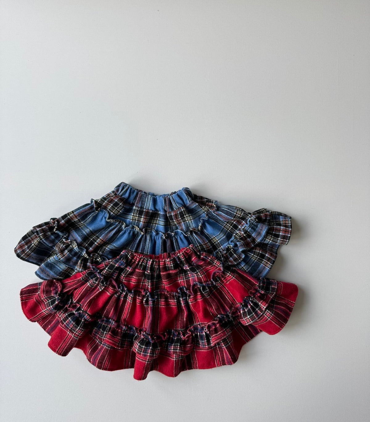 Fleece Check Tiered Frill Skirt-lepetitmot-9