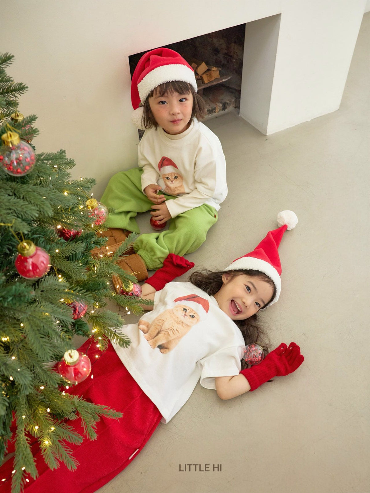 Merry Cat Peach Tee-LITTLE HI-12