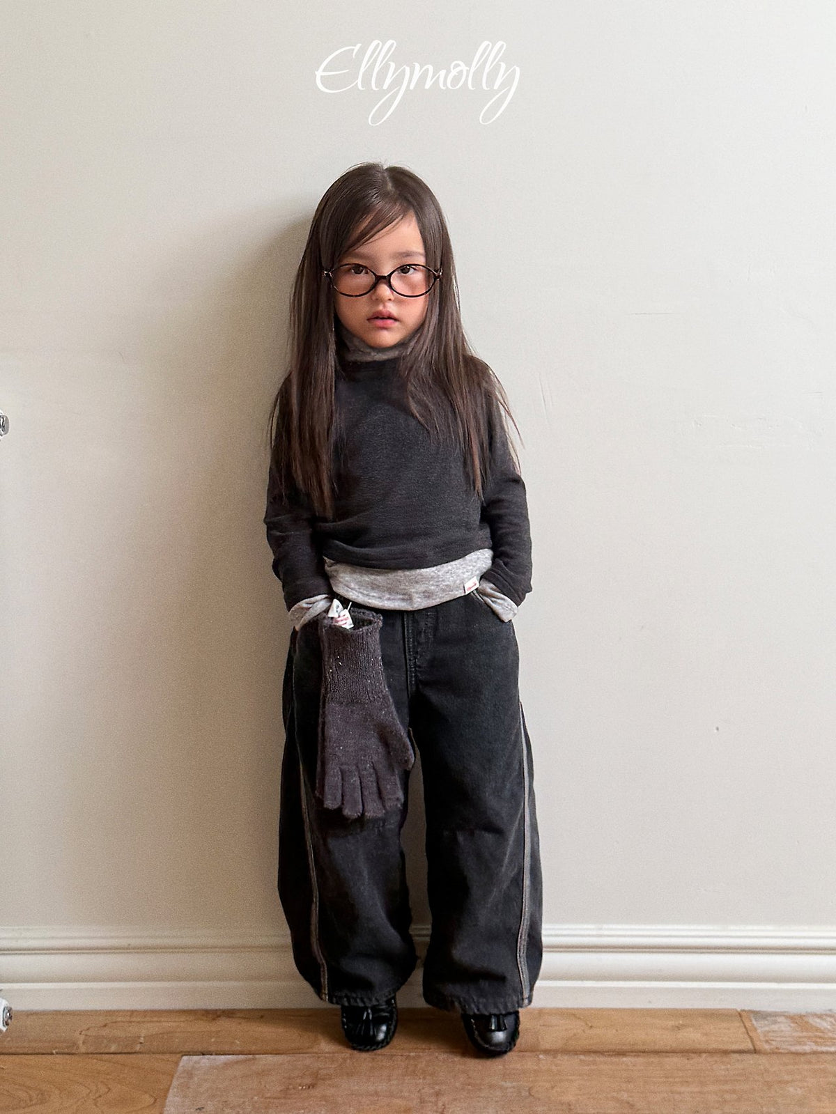 Linework Fleece-Lined Denim Pants-ellymolly-57